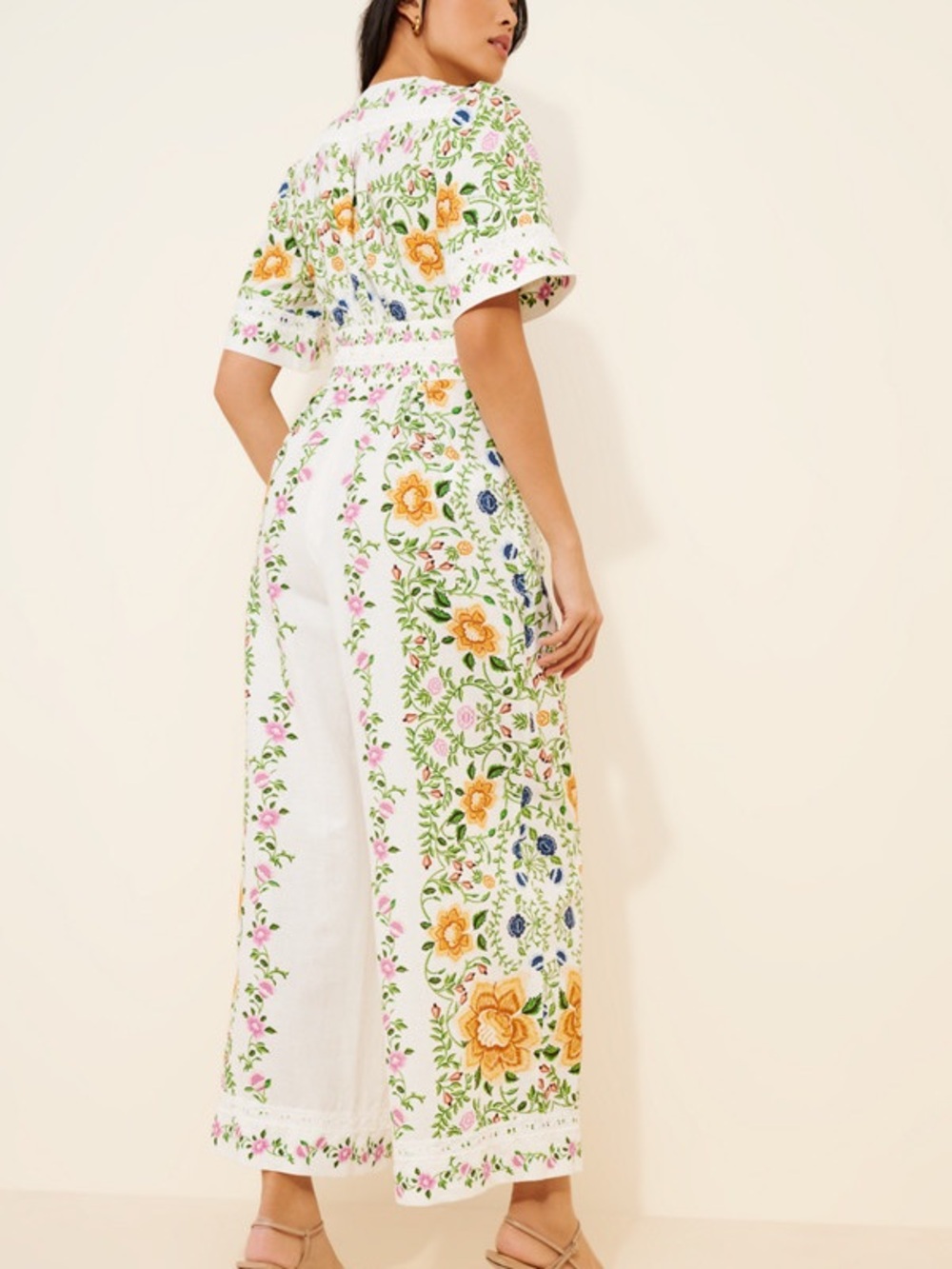 FARM Rio Folk Floral Linen Blend Jumpsuit - Picture 2 of 8